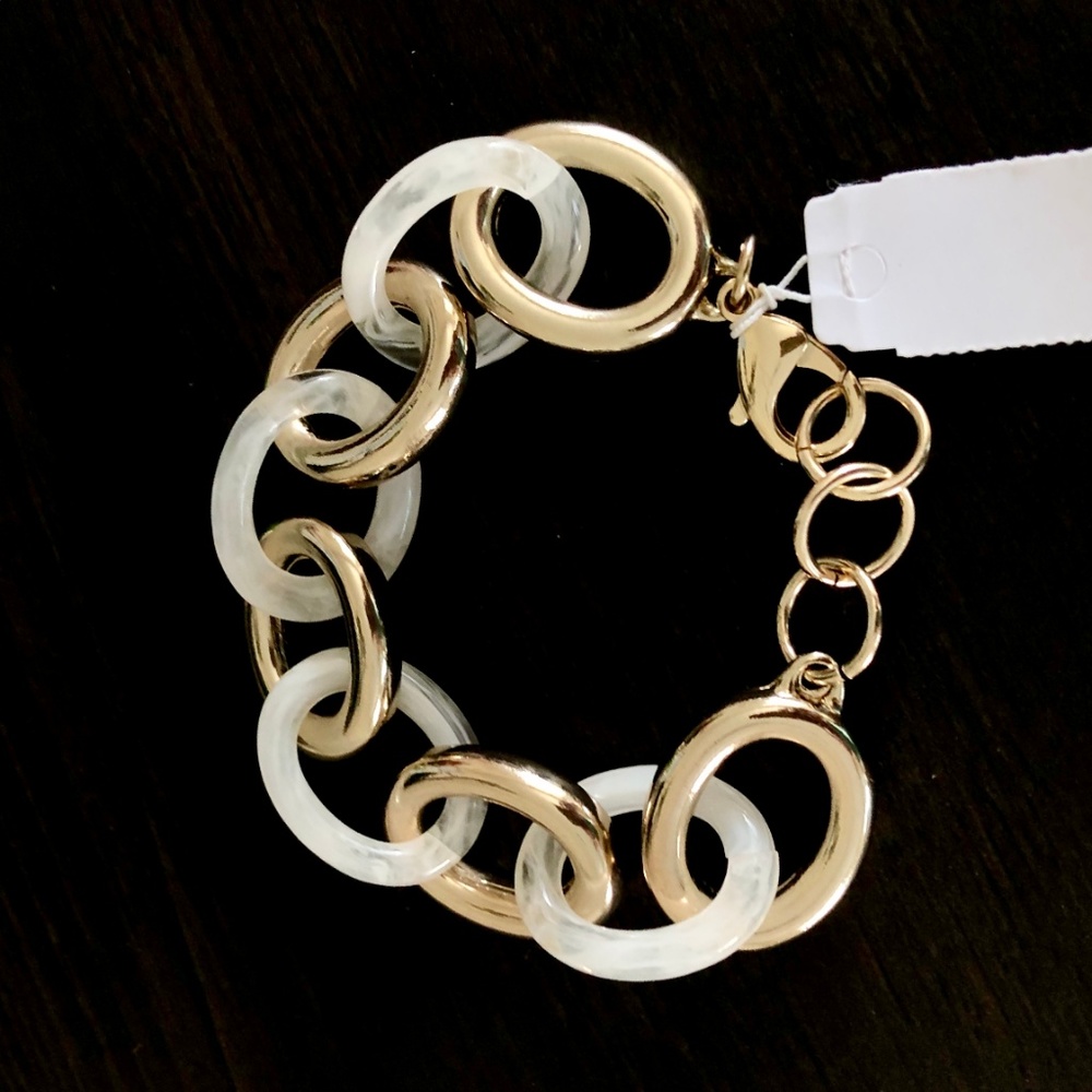 Lee by Lee angel White Tortoise Link Bracelet